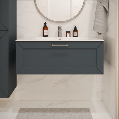 Тумба с раковиной подвесная (100см) Terminus Victoria VIC101001703101O, серый шёлк