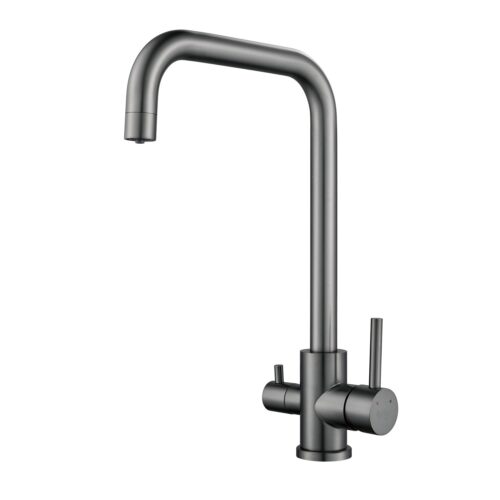 Смеситель для кухни с подключением фильтра воды Raffine F118T, оружейная сталь