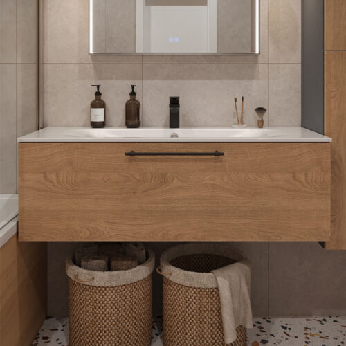 Тумба с раковиной подвесная (120см) Terminus Venta VEN101201300001O, шпон/дуб