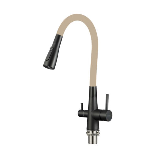 Смеситель для кухни с подключением фильтра воды Fmark FS1062-H12-3, черный/бежевый