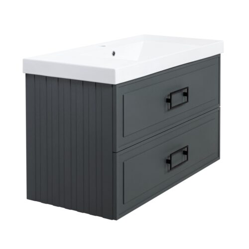 Тумба под раковину подвесная La Fenice Cubo TWIN FNC-01-CUB-G-100-2, серо-зеленая