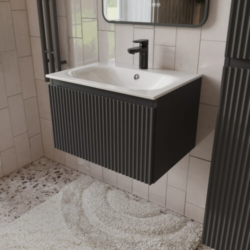 Тумба с раковиной подвесная (60см) Terminus Sicilia SIC10601701601O, графит