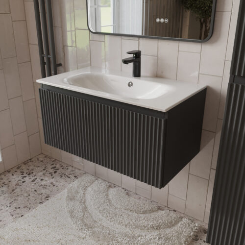 Тумба с раковиной подвесная (80см) Terminus Sicilia SIC10801701601O, графит