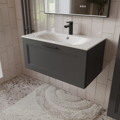 Тумба с раковиной подвесная (80см) Terminus Classik CLA10801701601O, графит