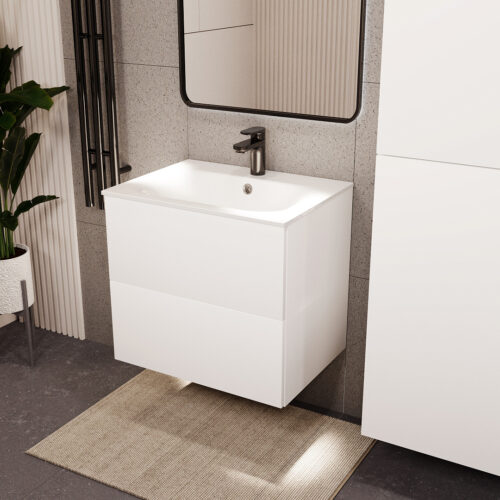 Тумба с раковиной подвесная (60см) Terminus Aurora AUR10602900301O, белый