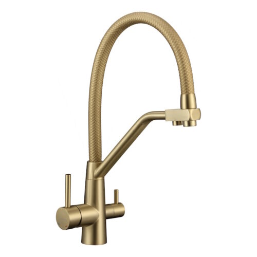 Смеситель для кухни с подключением фильтра воды Fmark FS0662-XC07, матовое золото