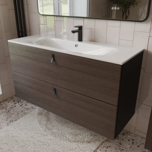 Тумба с раковиной подвесная (120см) Terminus Kontur KON101202200001O, венге/графит