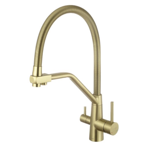 Смеситель для кухни с подключением к фильтру Fmark FS0762C, матовое золото