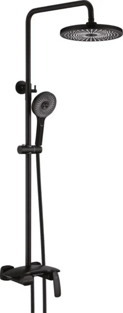 Душевая система с каскадным изливом Rose R1136H, черный