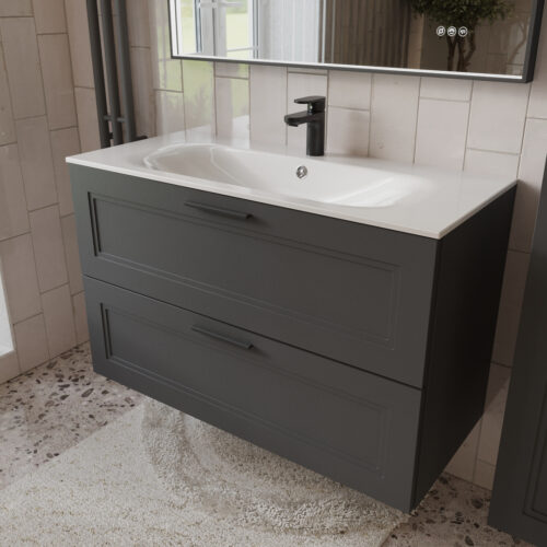 Тумба с раковиной подвесная (100см) Terminus Classik CLA101002701601O, графит