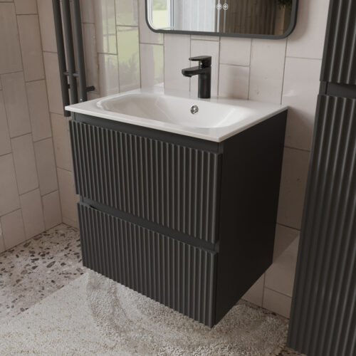 Тумба с раковиной подвесная (60см) Terminus Sicilia SIC10602701601O, графит