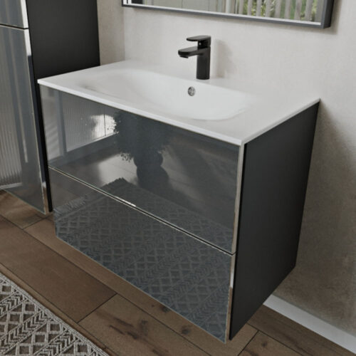 Тумба с раковиной подвесная (80см) Terminus Vega VEG10802701601OSL, графит