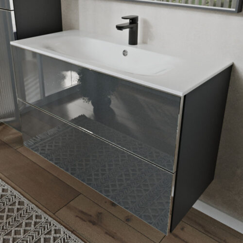 Тумба с раковиной подвесная (100см) Terminus Vega VEG101002701601OSL, графит