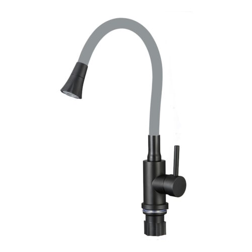 Смеситель для кухни с гибким изливом и режимом душ Fmark FS8299H-04, черный/серый