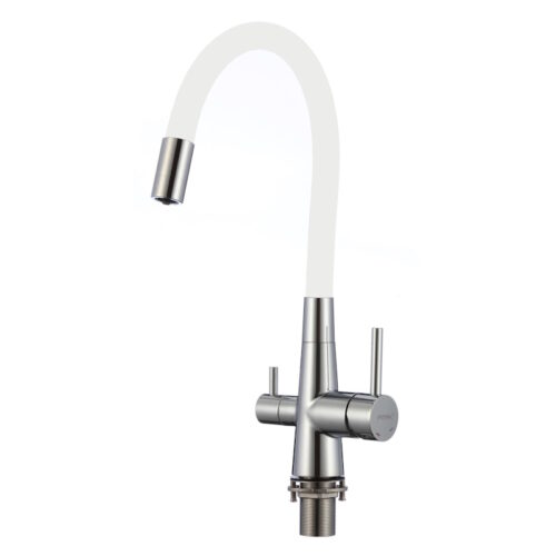 Смеситель для кухни с подключением фильтра воды Fmark FS1062-A02, хром/белый