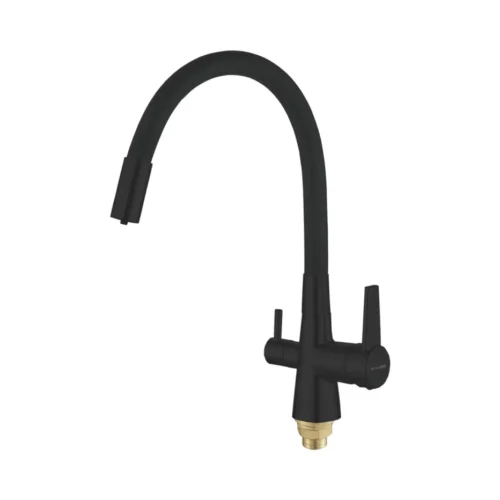 Смеситель для кухни с гибким изливом и подключением фильтра Shevanik S668H, черный