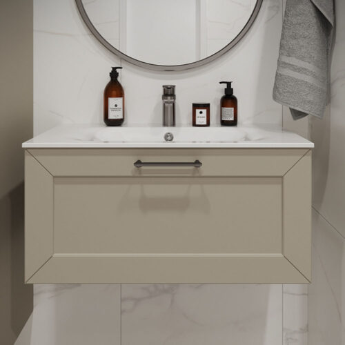 Тумба с раковиной подвесная (80см) Terminus Victoria VIC10801900101O, айвори