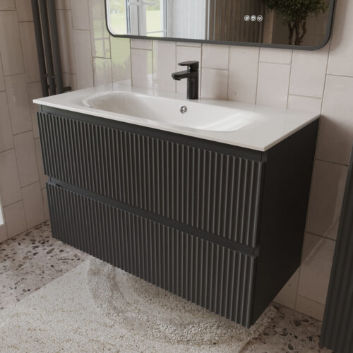 Тумба с раковиной подвесная (100см) Terminus Sicilia SIC101002701601O, графит