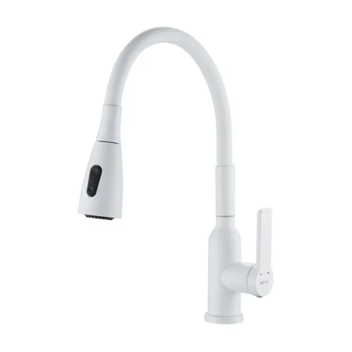 Смеситель для кухни с гибким изливом Shevanik S843C-1, белый