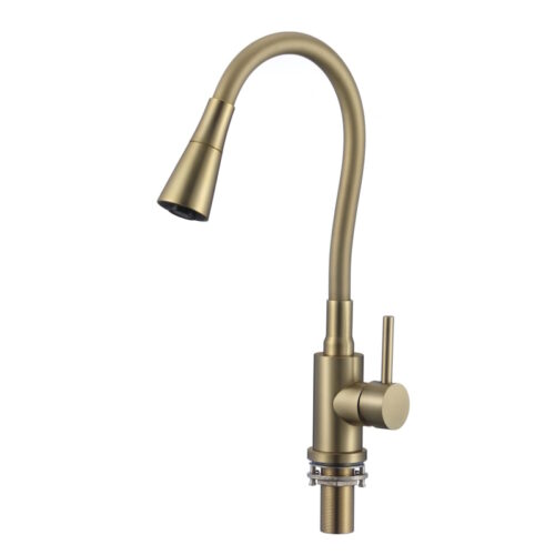 Смеситель для кухни с гибким изливом и режимом душ Savol S-3002CM-07, матовое золото