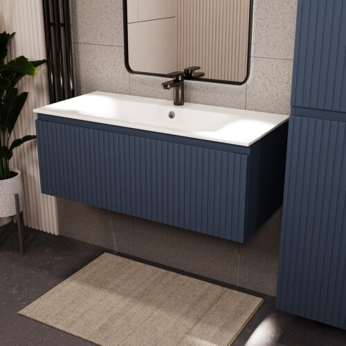 Тумба с раковиной подвесная (100см) Terminus Vatikan VAT101001703101O, серый шёлк