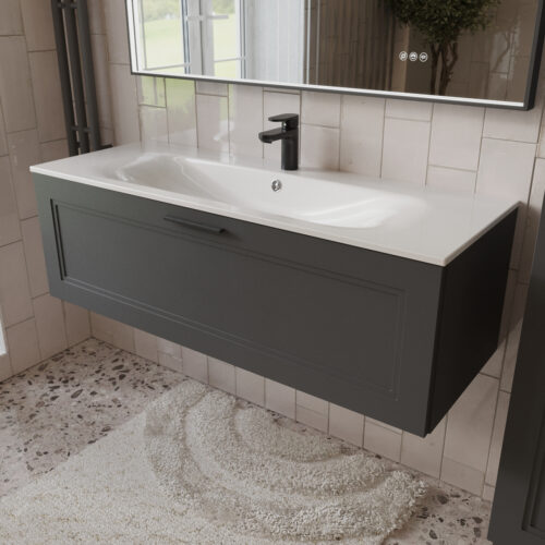 Тумба с раковиной подвесная (120см) Terminus Classik CLA101201701601O, графит