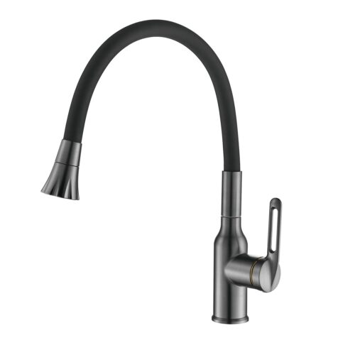 Смеситель для кухни с гибким изливом Raffine F303T-3, оружейная сталь