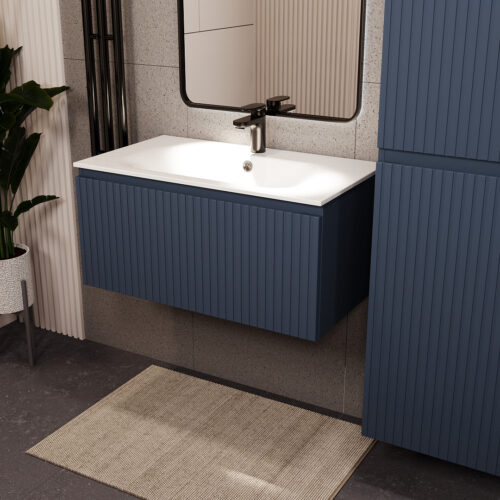 Тумба с раковиной подвесная (80см) Terminus Vatikan VAT10801703101O, серый шёлк