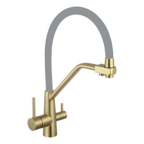 Смеситель для кухни с подключением фильтра воды Fmark FS0662-C04, бронза/серый