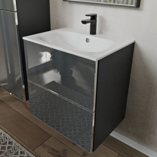 Тумба с раковиной подвесная (60см) Terminus Vega VEG10602701601OSL, графит