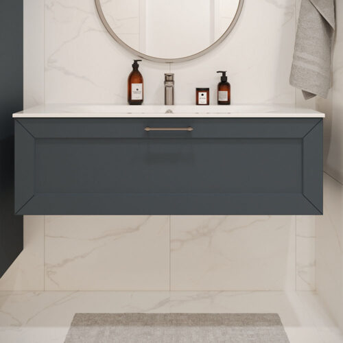 Тумба с раковиной подвесная (120см) Terminus Victoria VIC101201703101O, серый шёлк