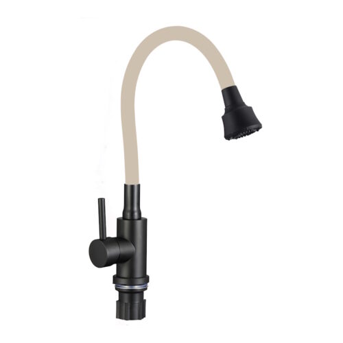 Смеситель для кухни с гибким изливом и режимом душ Fmark FS8288H-12, черный/бежевый