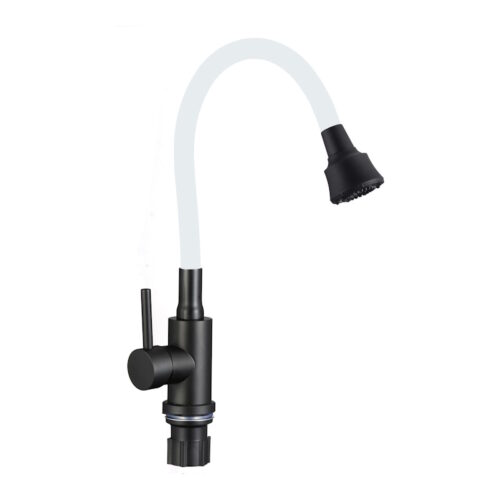 Смеситель для кухни с гибким изливом и режимом душ Fmark FS8288H-022, черный/белый
