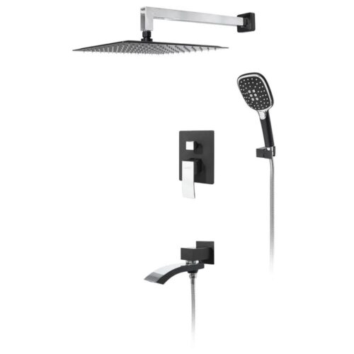 Душевая система встраиваемая Hansberge H6077BC, черный/хром