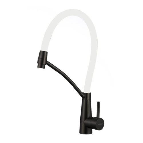 Смеситель для кухни с гибким изливом Fmark FS8255H-02, черный/белый