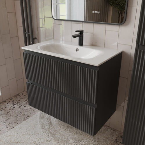 Тумба с раковиной подвесная (80см) Terminus Sicilia SIC10802701601O, графит