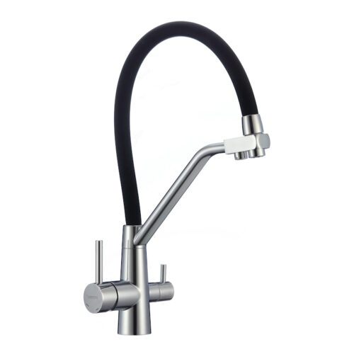 Смеситель для кухни с подключением фильтра воды Fmark FS0662-A01, хром/черный