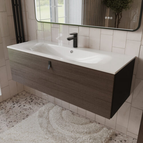 Тумба с раковиной подвесная (120см) Terminus Kontur KON101201200001O, венге/графит