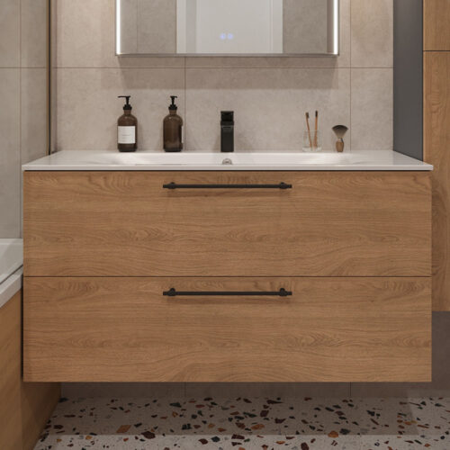 Тумба с раковиной подвесная (120см) Terminus Venta VEN101202300001O, шпон/дуб