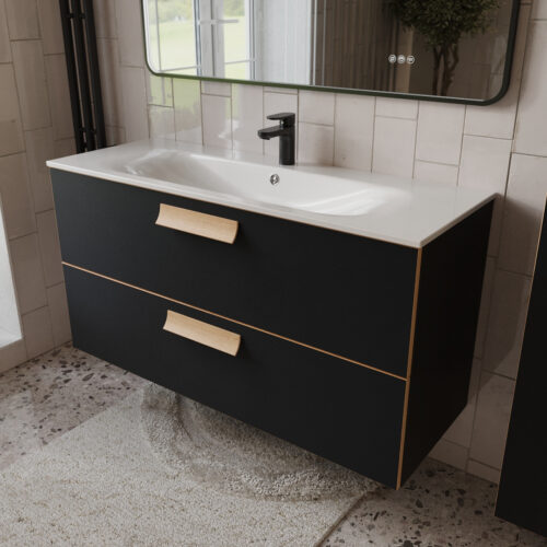 Тумба с раковиной подвесная (120см) Terminus Noto NOT101202099901O, черный soft touch