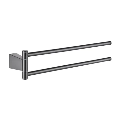 Полотенцедержатель поворотный двойной Shevanik SG5707T, оружейная сталь