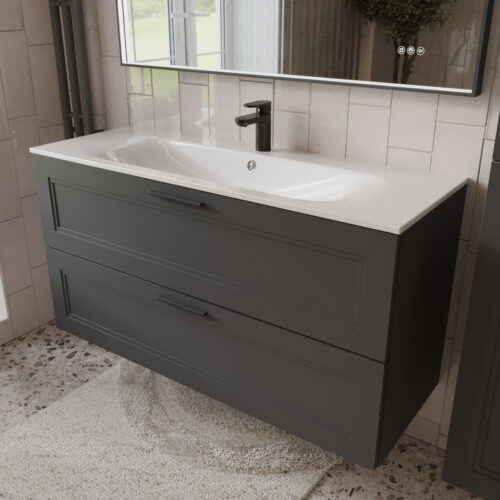 Тумба с раковиной подвесная (120см) Terminus Classik CLA101202701601O, графит