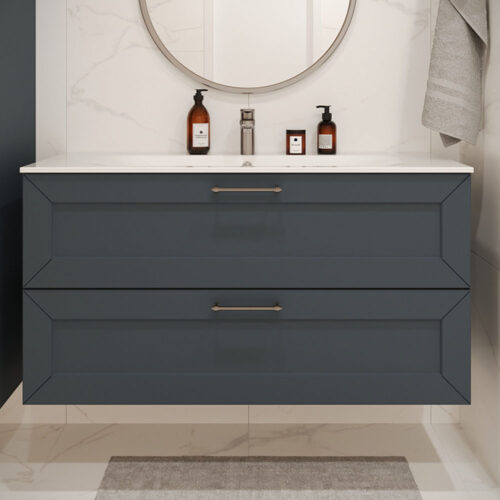 Тумба с раковиной подвесная (120см) Terminus Victoria VIC101202703101O, серый шёлк