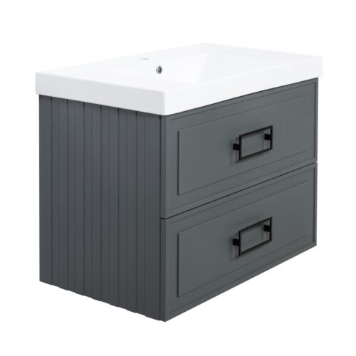 Тумба под раковину подвесная La Fenice Cubo TWIN FNC-01-CUB-G-80-2, серо-зеленая