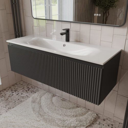 Тумба с раковиной подвесная (120см) Terminus Sicilia SIC101201701601O, графит