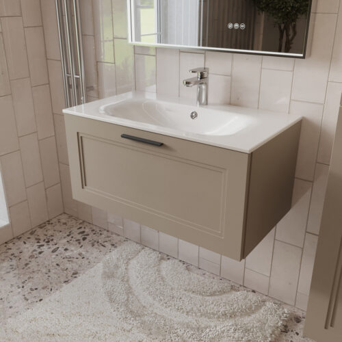 Тумба с раковиной подвесная (80см) Terminus Classik CLA10801200501O, капучино