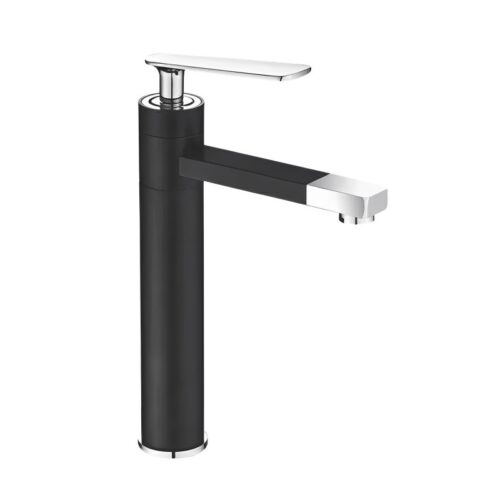 Смеситель для раковины с поворотным носиком Shevanik S6611H, черный/хром