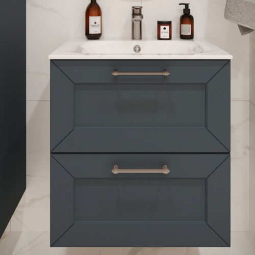 Тумба с раковиной подвесная (60см) Terminus Victoria VIC10602703101O, серый шёлк