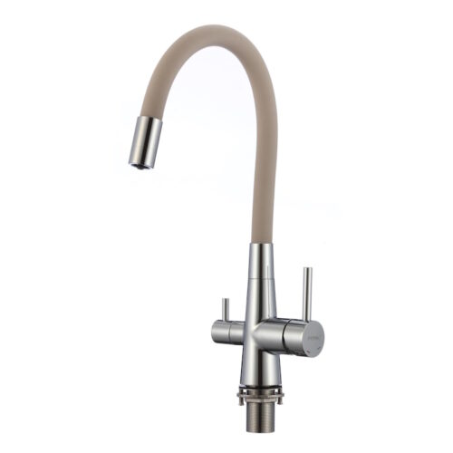Смеситель для кухни с подключением фильтра воды Fmark FS1062-A12, хром/бежевый