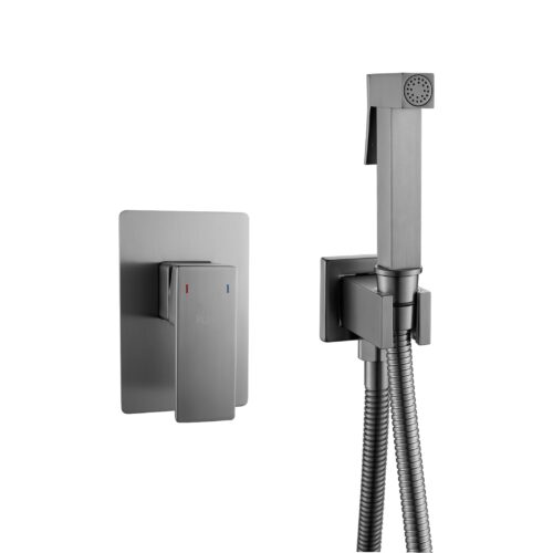 Гигиенический душ со смесителем Rose R2805T, оружейная сталь